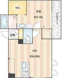 リヴェルテ西横浜 3階1LDKの間取り