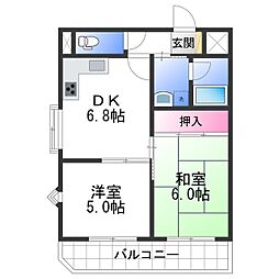 南海和歌山港線 和歌山港駅 徒歩26分の賃貸マンション 2階2DKの間取り