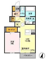 エスポワール3 1LDKの間取図画像