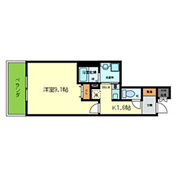 プライム西洞院 1Kの間取図画像