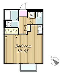 プルミエール相模原 2階ワンルームの間取り