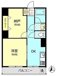 峰マンション 3階1SDKの間取り