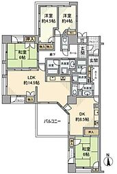 ビュータワーズ向陽台3号棟 101 1階4LDKの間取り