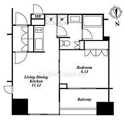 LaSante麻布十番 1LDKの間取図画像