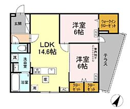 Serene Tera(セリーン テラ) 2LDKの間取図画像