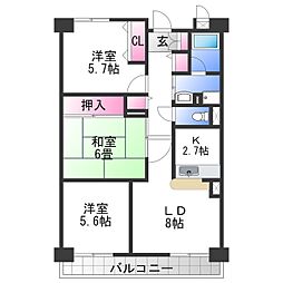 ウィステリア 2階3LDKの間取り