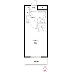 アーバン赤堤ビル 1Kの間取図画像