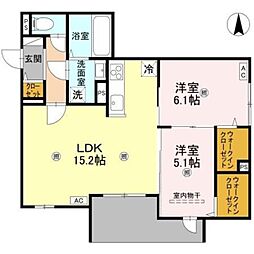 Osaka Metro長堀鶴見緑地線 今福鶴見駅 徒歩8分の賃貸アパート 1階2LDKの間取り