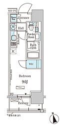 パークアクシス門前仲町EAST ワンルームの間取図画像