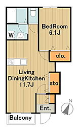 ファインハイムSATO1 1LDKの間取図画像