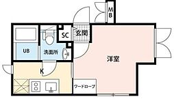 JR京浜東北・根岸線 大井町駅 徒歩8分の賃貸マンション 2階1Kの間取り