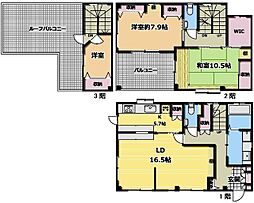 ヴィラージュ旭 3LDKの間取図画像