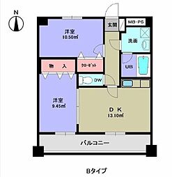 シティパル鴨居 2DKの間取図画像