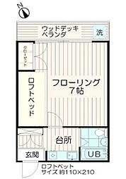 コートビレッジ桜ヶ丘PartIIレジデンス 2階1Kの間取り