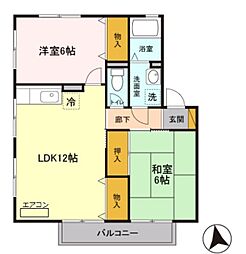 セントポーリア 2階2LDKの間取り