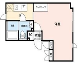 LAPIS大井町II 3階1Kの間取り