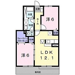 JR紀勢本線 紀三井寺駅 徒歩22分の賃貸アパート 1階2LDKの間取り