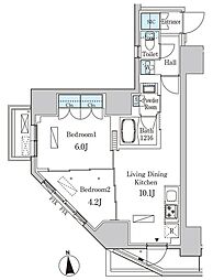 ルジュール神田須田町 7階2LDKの間取り