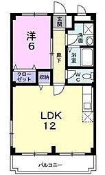 レジデンスK 1LDKの間取図画像