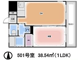 グリーンサイド 1LDKの間取図画像