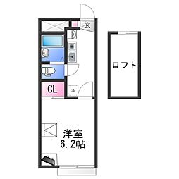 和歌山電鐵貴志川線 日前宮駅 徒歩9分の賃貸アパート 1階1Kの間取り