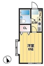 ビバハウス 2階1Kの間取り