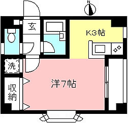 ベルグレース 1Kの間取図画像