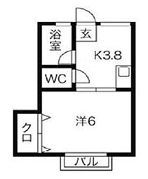 ファーストライフ大樹 1階1Kの間取り