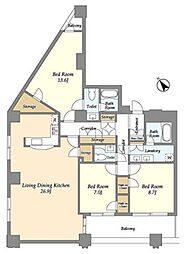 ラサンテ池田山 18階3LDKの間取り