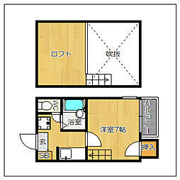 リバティ六本松 1Kの間取図画像