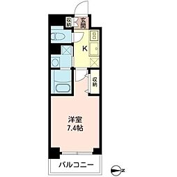 シャンチー・ボナール 2階1Kの間取り