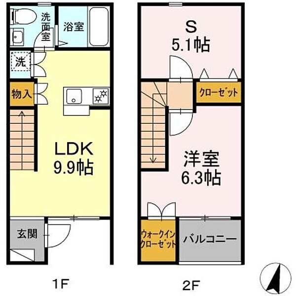 東京都青梅市新町５丁目(賃貸アパート1SLDK・1階・51.00㎡)の写真 その2