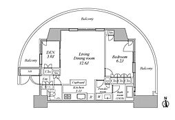 レジディア芝浦KAIGAN 1SLDKの間取図画像
