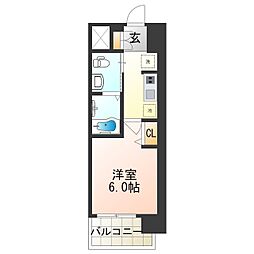 ラクラス阿倍野元町 1Kの間取図画像