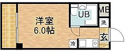 ジュネス町田 2階ワンルームの間取り