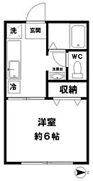 ハイツエスポアールII 1階1Kの間取り