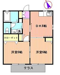 アムールT&S 2DKの間取図画像