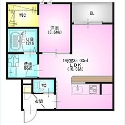 ＲＥＧＡＬＥＳＴ Ｈａｌｅｌｅａ 1階1LDKの間取り