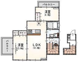 サンライズ登戸I 2LDKの間取図画像