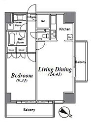 アジリア南麻布Js 13階1LDKの間取り