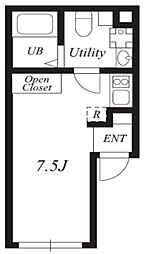プラチナフォルム上野御徒町 4階ワンルームの間取り