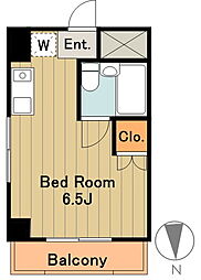 ジュネス南大沢 2階ワンルームの間取り