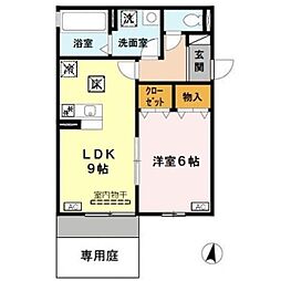 オステンハイツ東石切 1LDKの間取図画像