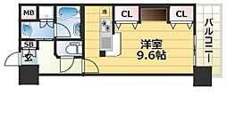 JR東海道・山陽本線 三ノ宮駅 徒歩6分の賃貸マンション 6階1Kの間取り