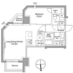 ザ・パークハビオ根岸三丁目 1LDKの間取図画像