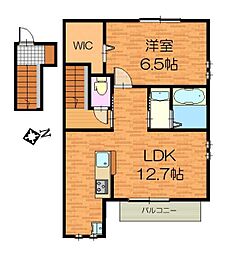 ビューテラスレモンIII 2階1LDKの間取り