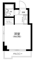 東京メトロ東西線 神楽坂駅 徒歩6分の賃貸マンション 5階ワンルームの間取り