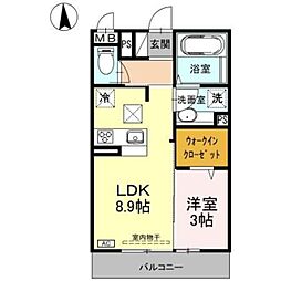 ヴィラグランデ 1LDKの間取図画像