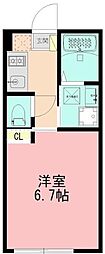 サニーヴェール 1Kの間取図画像
