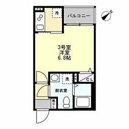 小田急小田原線 小田急相模原駅 徒歩8分の賃貸アパート 3階1Kの間取り